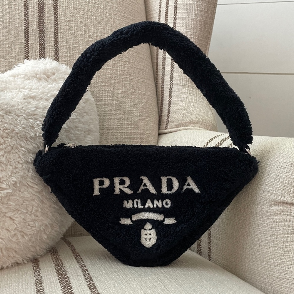 SOLD❗️EUC PRADA Spugna Triangle Pouch Faux-Fur Shoulder Bag - Picture 6 of 11